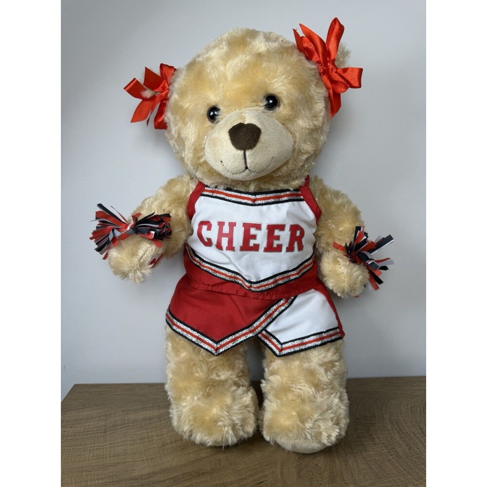 Build A Bear BAB Teddy Bear Tan Stuffed Animal Toy 16" Cheerleader Red 10 Pieces